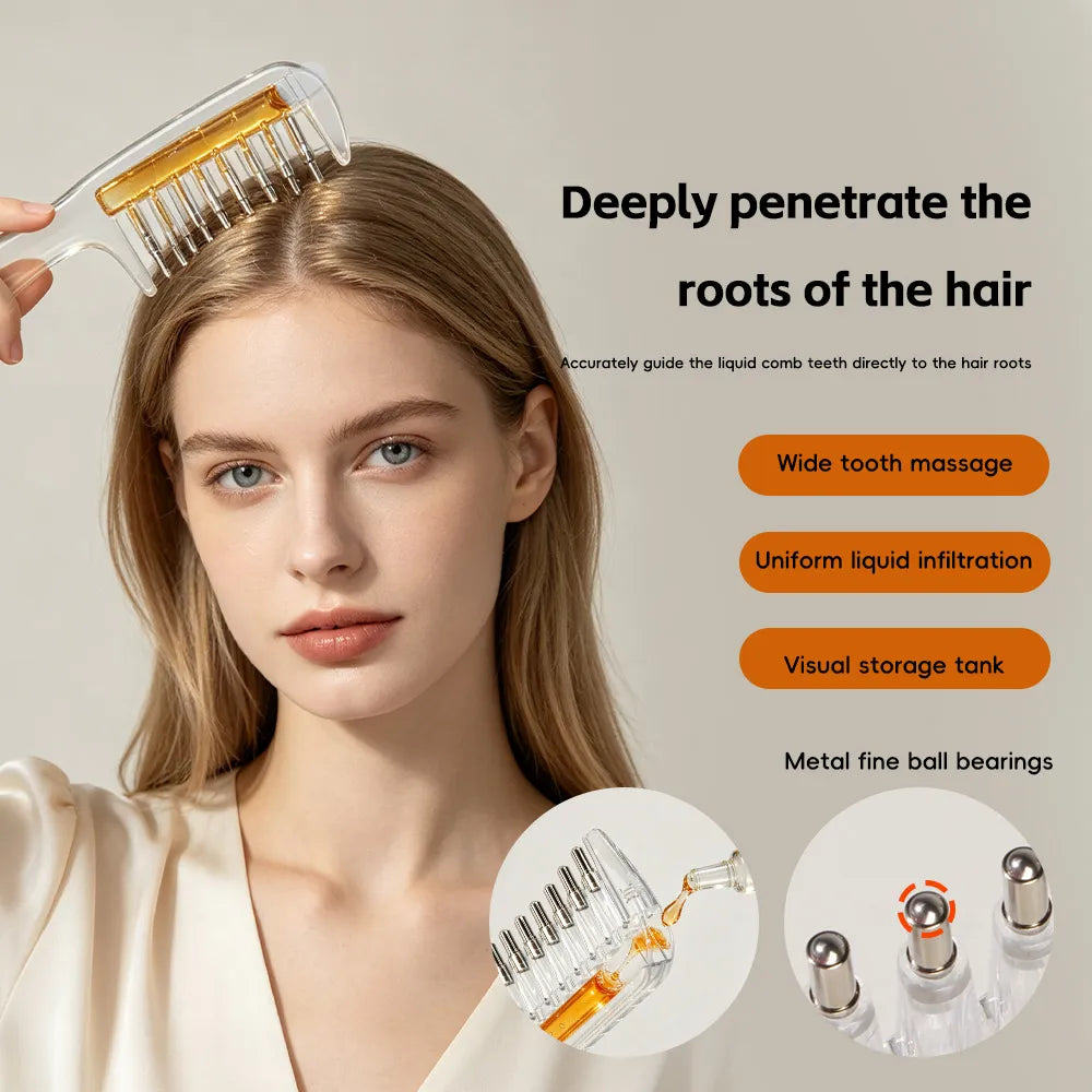 Hair Oil Applicator Comb with Scalp Massage & Liquid Reservoir – Beard & Hair Care