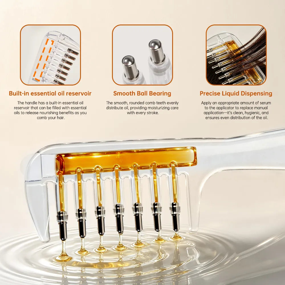 Hair Oil Applicator Comb with Scalp Massage & Liquid Reservoir – Beard & Hair Care