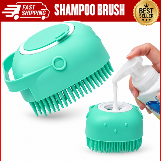Silicone Pet Shampoo Brush Dog Cat Bath Massage Grooming Brush Soap Dispenser
