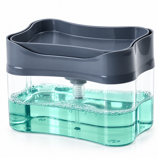 2-in-1 Kitchen Sink Soap Dispenser with Sponge Holder, ABS Pump Organizer
