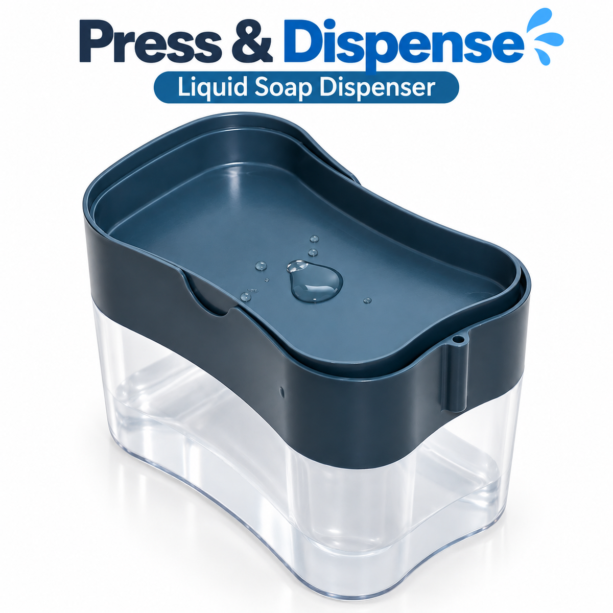 2-in-1 Kitchen Sink Soap Dispenser with Sponge Holder, ABS Pump Organizer